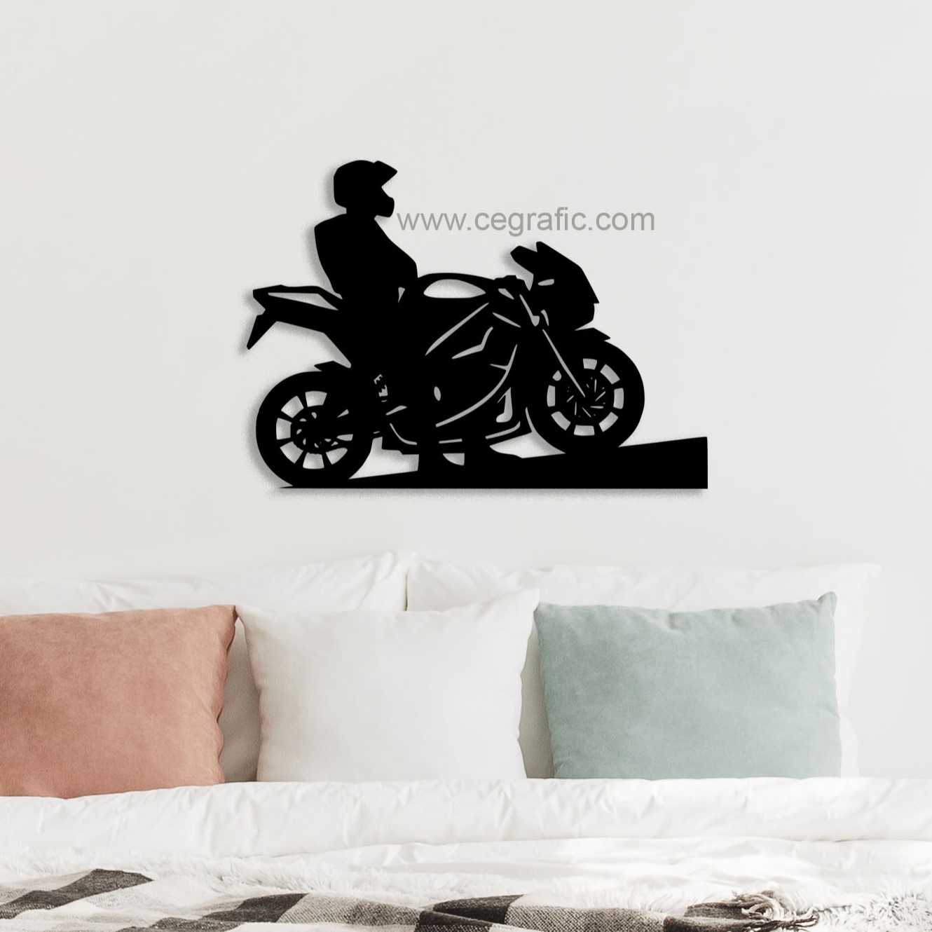 Póster Foto Arte de Pared Decoración Marco Negro Madera MDF 20x30 moto