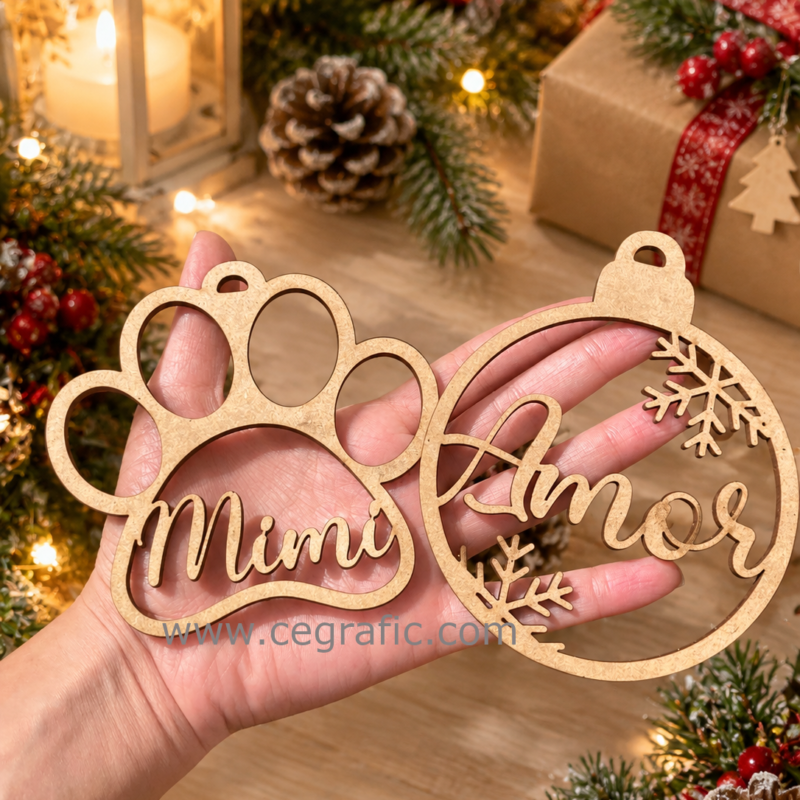 Esferas navideñas personalizadas - madera mdf.