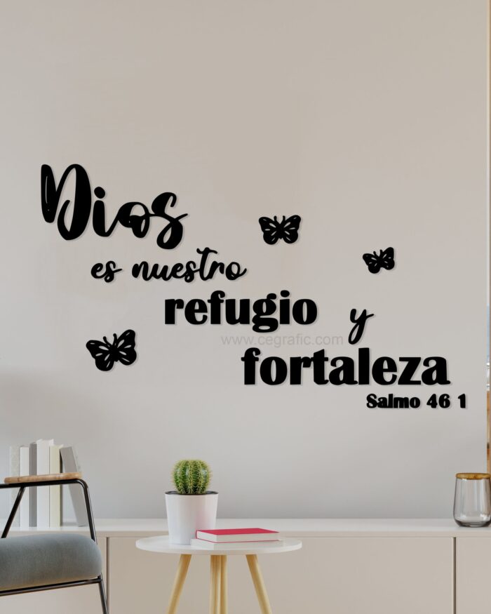Frase Dios es nuestro refugio y fortaleza.