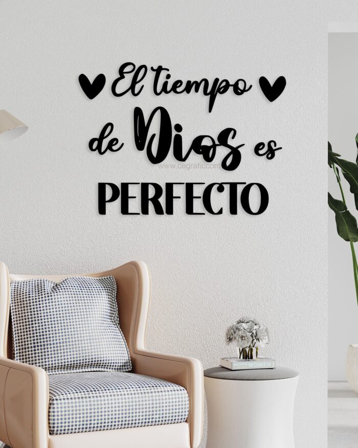 Frase El tiempo de Dios es perfecto estilo 2.