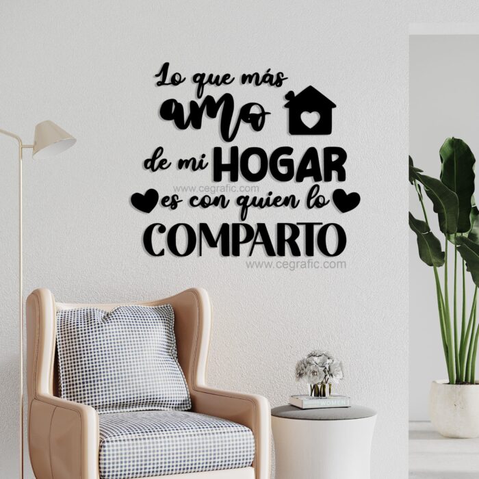 Frase Lo que más amo de mi hogar es con quien lo comparto con casita