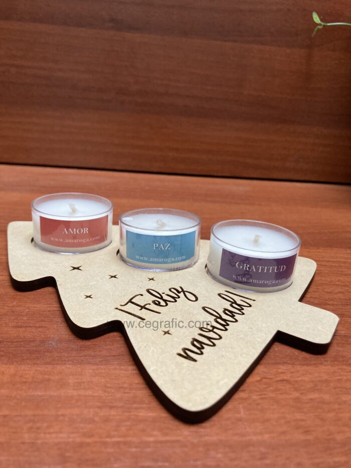 Porta vela árbol con 3 velita - personalizados - Image 3