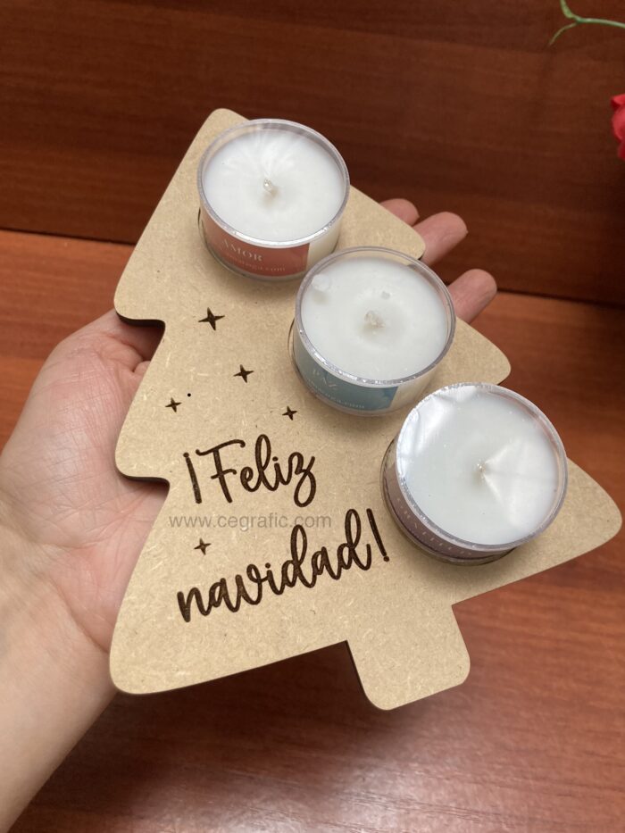 Porta vela árbol con 3 velita - personalizados - Image 2