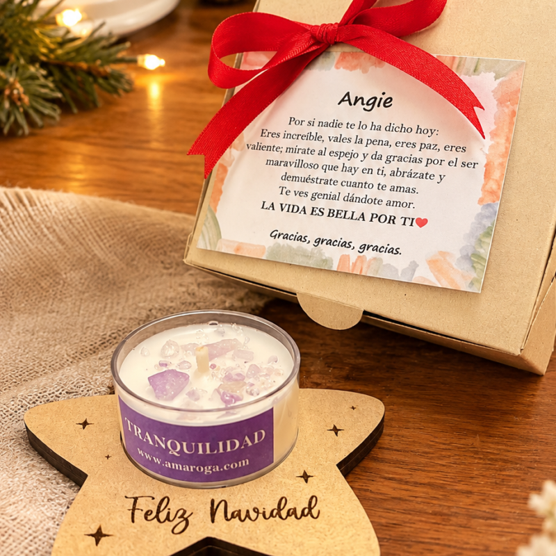 Mini porta vela estrella con velita de deseo- personalizados