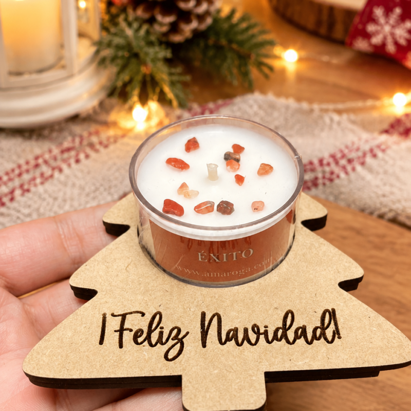 Mini porta vela árbol de navidad con velita – personalizado