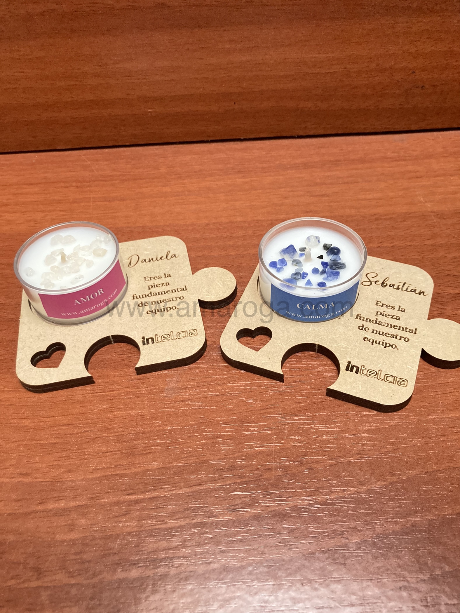 Recordatorio ficha rompecabezas personalizado con vela - Image 2