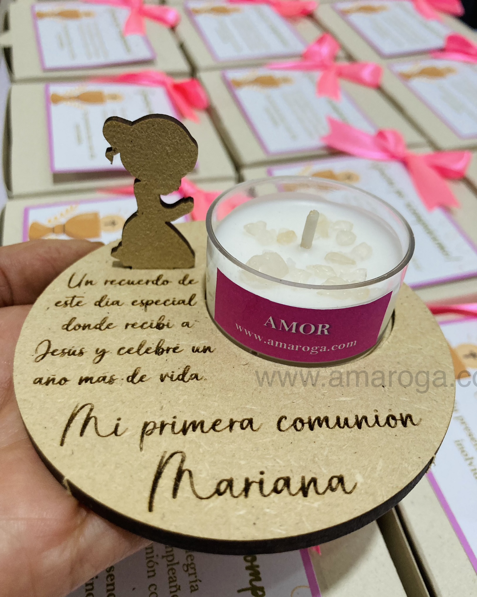 Recordatorio porta vela ángel con vela – primera comunión, bautizo… - Image 4