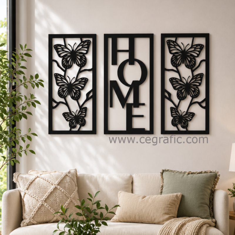 Set 3 rectángulos mariposas HOME