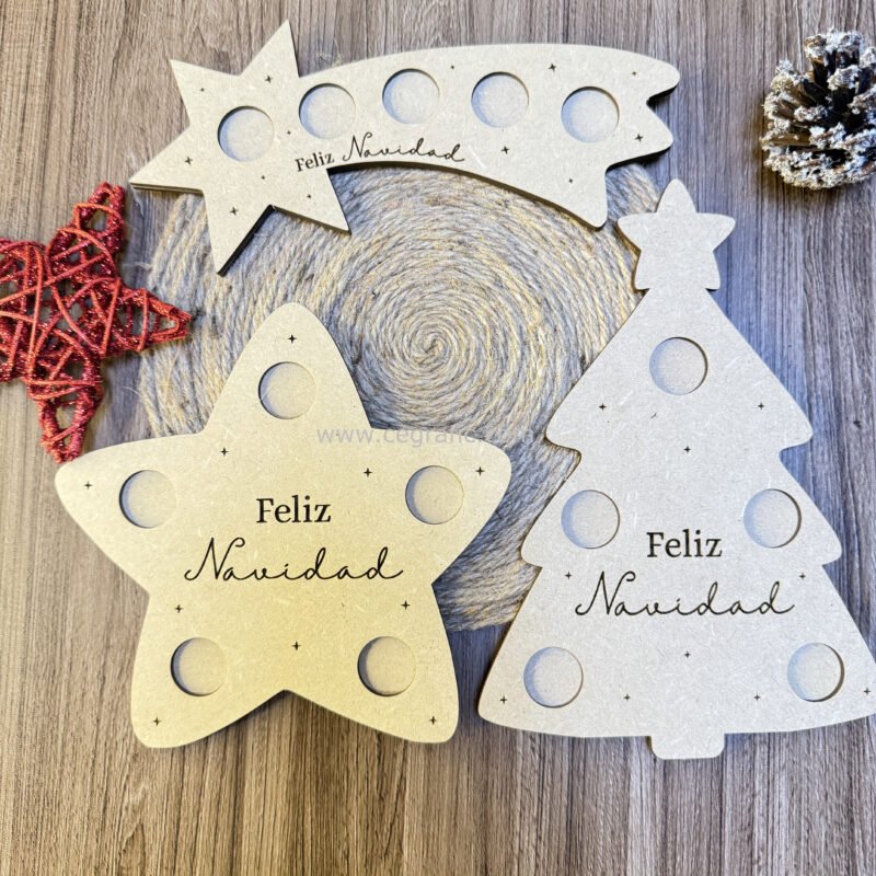 Kit 12 Porta Velas navideños (estrella, árbol de navidad, estrella fugaz) Velas de deseos