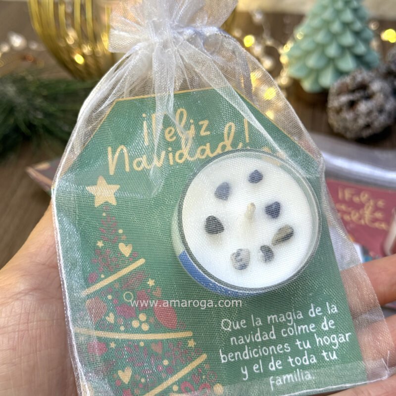 Vela de deseos con tarjeta personalizada empaque bolsa tul.